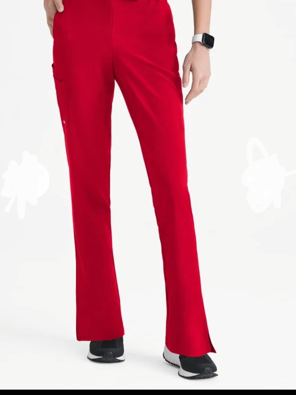 *Grey's Anatomy Women's Red Straight-Leg Scrub Pants Medium Tall Nurse Medical